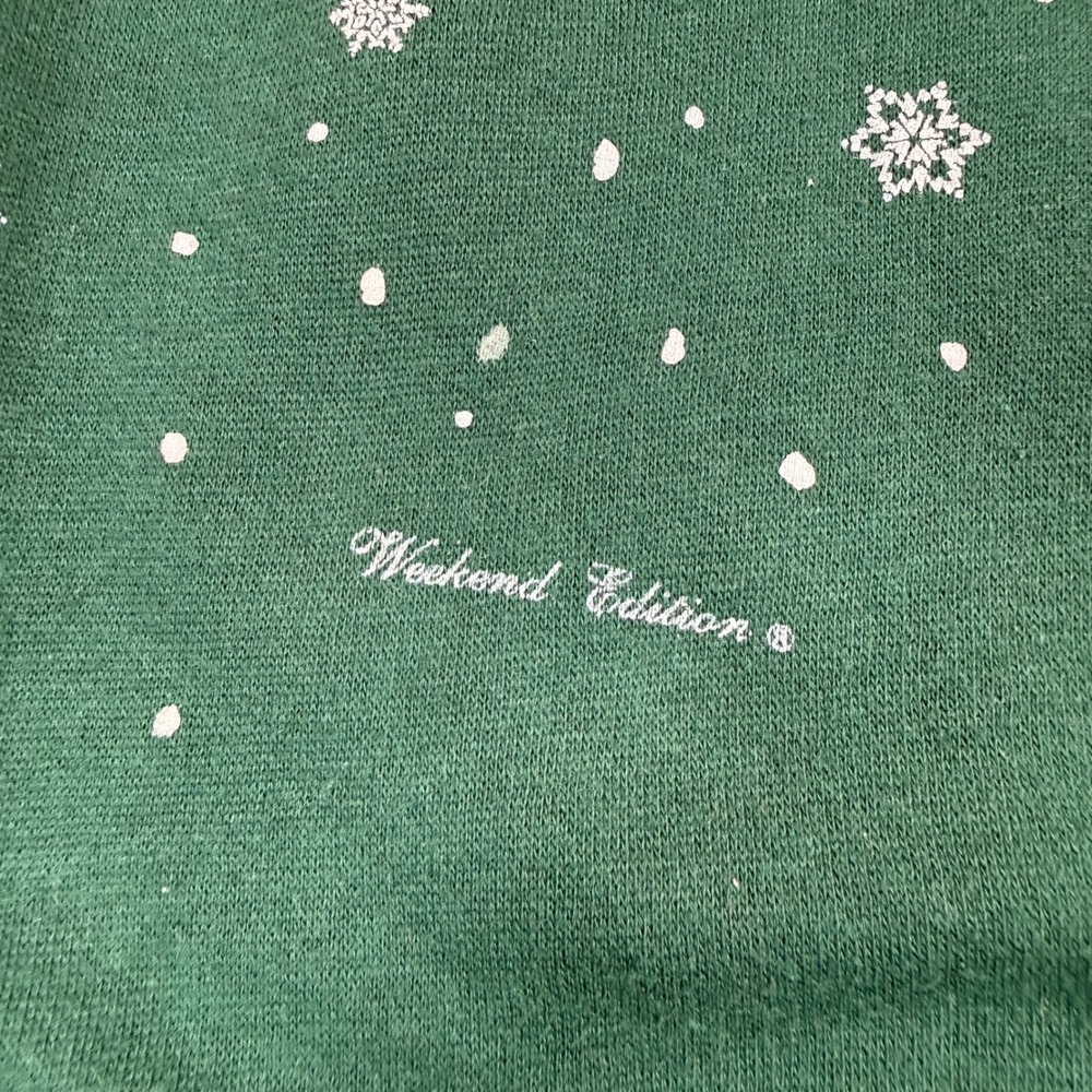 Vintage Weekend Edition Sweatshirt Womens XL Green Bird Graphic Winter Pullover - Picture 3 of 7